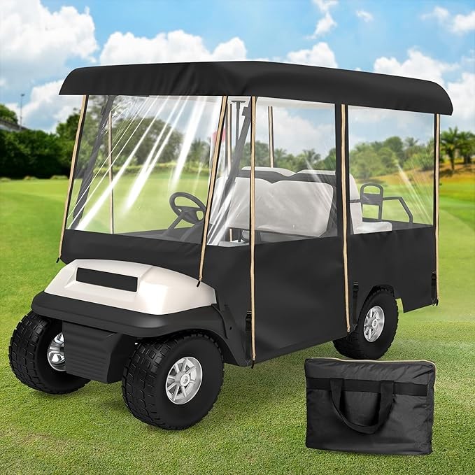 SHANTRA Golf Cart Enclosure, Golf Cart Cover for 2/4 Passengers with 4-Sided Transparent Windows, Portable & Universal Rain Cover with Carrying Bag - Waterproof