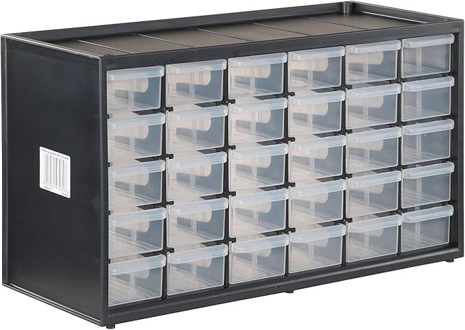 CRAFTSMAN Storage Organizer, 30 Small Drawer Modular Storage System, Easily Stackable (CMST40730), Plastic, Black, White