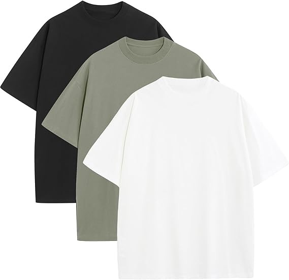 Mens Oversized T-Shirts Fashion Loose Fit Crewneck Tshirt Streetwear Heavyweight Short Sleeve Tee Shirt Gym Workout Tops