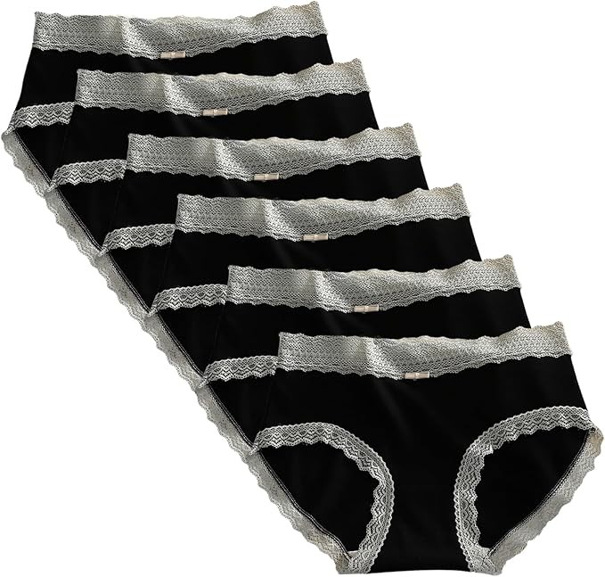Women's Panties, Underwear, Set of 6, 100% Cotton, Antibacterial, Odor Resistant, Moisture Wicking, Quick Drying, Creates a Beautiful Buttock, Non-Pinching, Soft, Cotton, Breathable