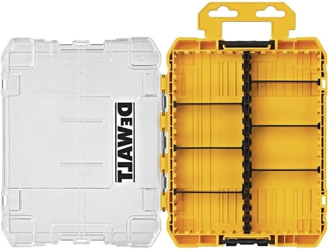DEWALT Tool Box, Medium 8-Compartments Small Parts Organizer, Portable Tough Case Screw Organizer Toolbox with Customazible Dividers (DWAN2190)