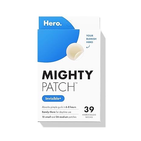 Mighty Patch™ Invisible+ Patch - Daytime Hydrocolloid Acne Pimple Patches for Covering Zits and Blemishes, Ultra Thin Spot Stickers for Face and Skin