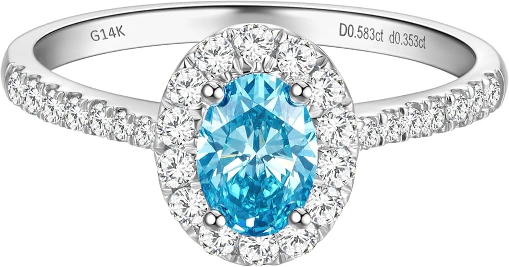 Halo 14k White Gold 0.5 to 2.5 Cttw IGI Certified LAB Grown Diamond Engagement Rings with Side Stones, Anniversary Wedding Promise Rings Jewelry Gifts for Women, Clarity VS1-VS2, D E F Color