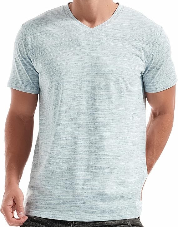 KLIEGOU Men's V Neck T Shirts - Casual Stylish Fitted Stretch Tees for Men