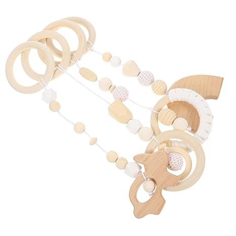 Yardwe 4pcs Boy Girl Fitness Rack Hanging Toys Gym Wooden Toys Bells Born Crib Hanging Ornaments Room Decor Supplies