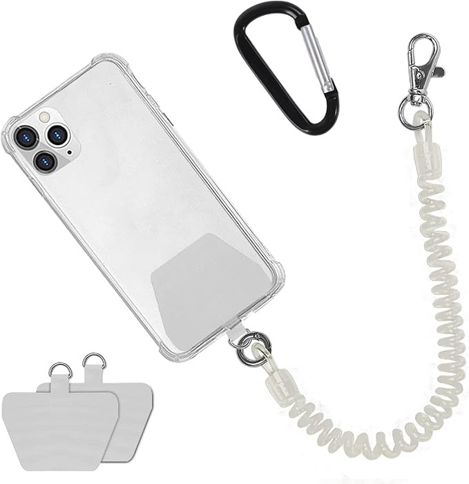Doormoon Phone Tether with Patch, Universal Straps 2 Pcak Anchor for Skiing Kayaking Fishing Paddles Anti-drop Lanyard Compatible for iPhone Samsung Pixel Most Smartphones (Transparent)