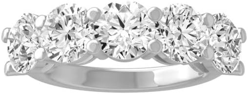 1/2 Carat - 5 Carat Lab Grown Diamond Five Stone Ring | 14K Solid White or Yellow Gold Wedding Anniversary Band Ring | D-E Color and VS clarity