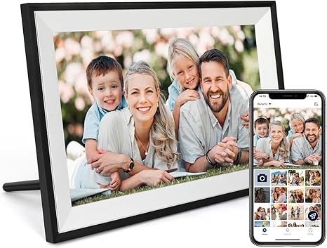 Digital Picture Frame 10.1 Inch WiFi Digital Photo Frame IPS HD Touch Screen Smart Cloud Photo Frame with 32GB Storage, Auto-Rotate, Easy Setup to Share Photos or Videos Remotely via AiMOR APP (Black)