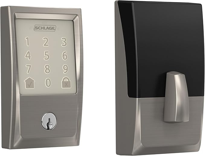 Schlage Encode Smart Wi-Fi Deadbolt Lock with Touchscreen Keypad, Keyless Front Door Entry, App Control, Alexa, Google Home and Airbnb Compatible, Satin Nickel, BE489WB CEN 619