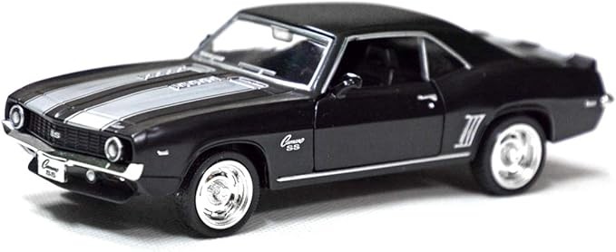 Tianmei 1:32 Scale Supercar Styling Alloy Die-Cast Car Model Collection Decoration Ornaments, Kids Play Vehicle Toys with Pull Back Action and Open Doors (Camaro 1969 - Black)