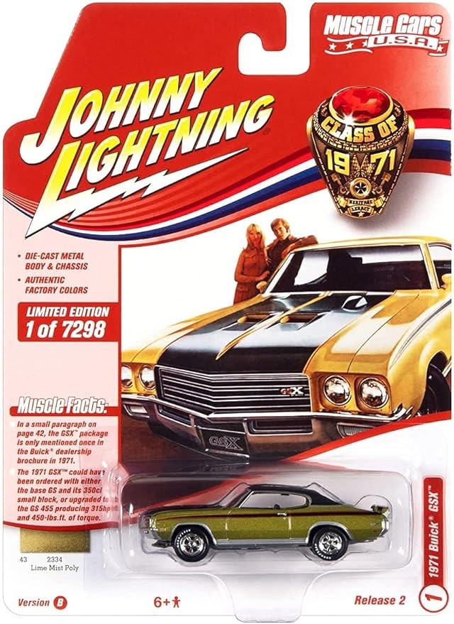 Johnny Lightning 1971 Buick GSX, [Lime Mist Poly] Muscle Cars Class of 1971