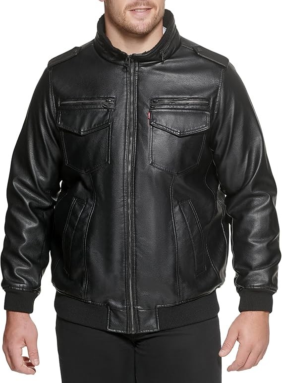 Levi's Men's Vintage Deer Faux Leather Aviator Bomber (Standard and Big & Tall)
