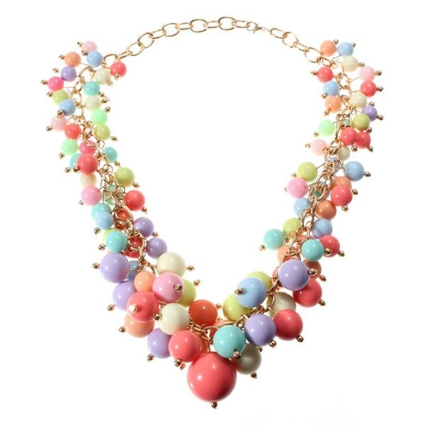 Candy Color Multi-Layer Beaded Choker Statement Pendant Necklace