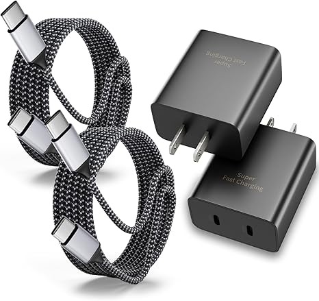 45W Charger iPhone 17 16 Pro Max,Long 6FT Dual Port Phone Charger USB C Super Fast Charge Block Fast Charging 6Foot USBC to C Nylon Braided Cable for iPhone 17/17 Air/16/16e/16 Pro/15 Pro/15 Plus/iPad