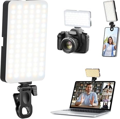 Portable Selfie Light for iPhone: 90 LED Rechargeable Phone Fill Lights, Ring Light for Camera Picture, Makeup Photo, Video Conferences, Laptop Use, Zoom Meetings, TikTok, Vlog Photography