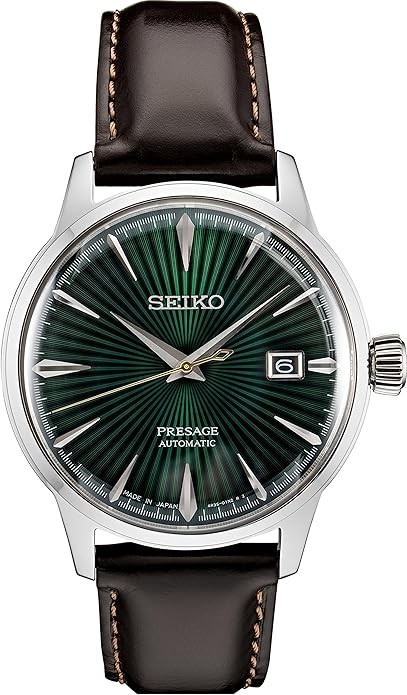 SEIKO Automatic Watch for Men - Presage Cocktail Time - Patterned with Golden Numerals and Date Calendar, 50m Water-Resistant