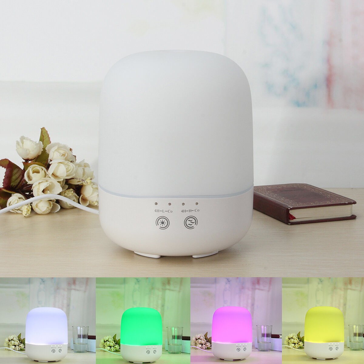 OUTERDO CAST-300A aromatherapy humidifier 4.5W 100ml water capacity low noise touch button with 7-color LED lights