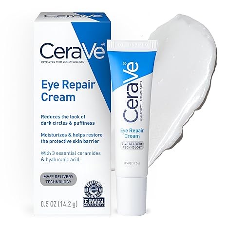 CeraVe Eye Repair Cream, Under Eye Cream For Puffiness And Bags Under Eyes, Hyaluronic Acid + Niacinamide + Marine Botanical Complex, Oil Free & Opthalmologist Tested