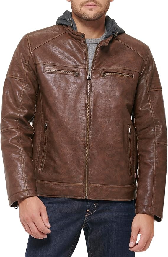 Levi's Men Faux Leather Racer Jacket