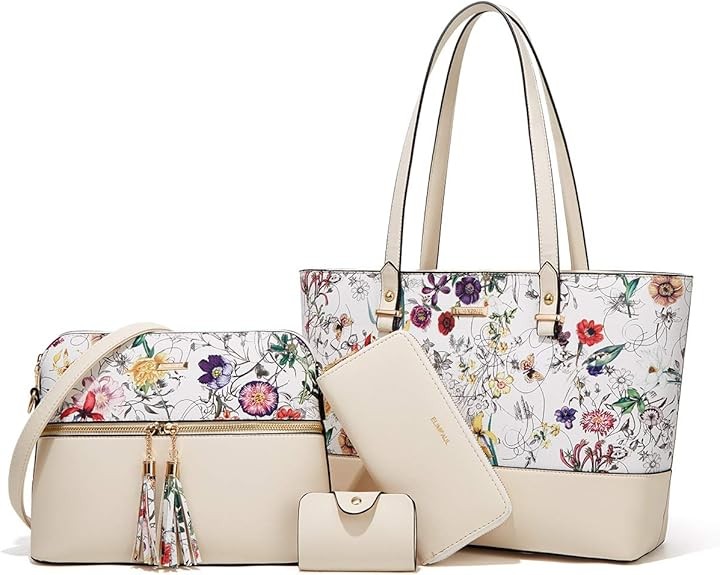 Women Fashion Handbags Wallet Tote Bag Shoulder Bag Top Handle Satchel Purse Set 4pcs