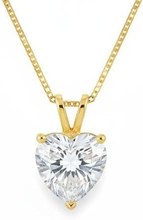 1.5 ctw Diamond Heart SOLID 18K Yellow Gold Diamond Necklace Pendant for women, Wife Fine Jewelry Mom Birthday Valentine's Day Mothers Day gift Daughter Heart shape Jewelry Christmas gift for her