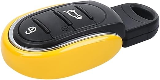 Key Fob Cover Shell Car Accessories metal U-shaped Key Case for Mini Cooper 3rd Gen F54 F55 F56 F57 F60 2014-2023 (Yellow), Medium