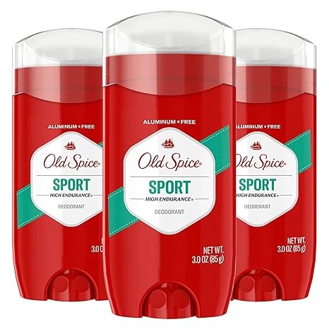 Old Spice Aluminum Free Deodorant For Men, High Endurance, 24/7 Sweat Defense & Odor Protection to Eliminate Odors, 24/7 Freshness & Lasting Scent, Sport Scent, 3.0 oz (Pack of 3)