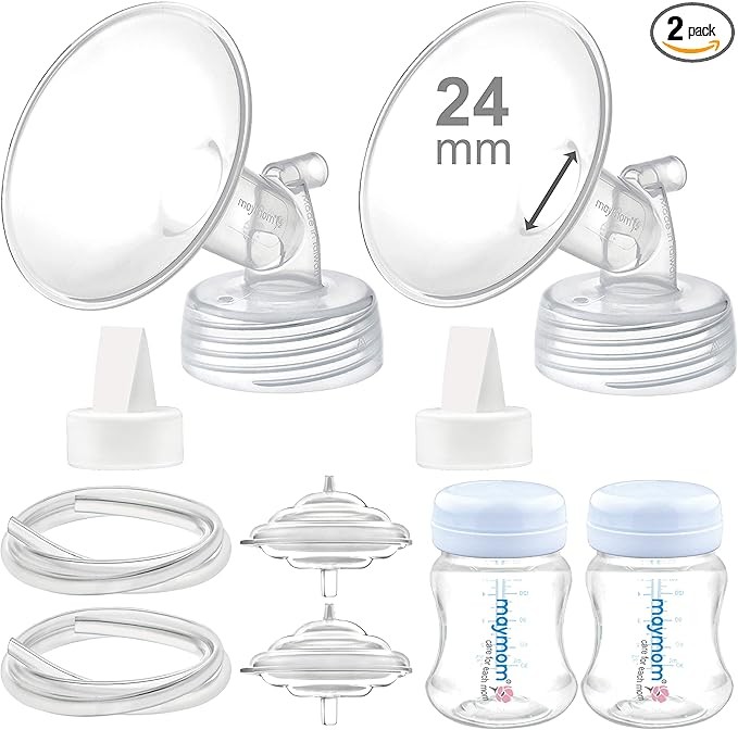 Maymom Pump Parts Compatible with Spectra S2 S1 Replacement Kit for Spectra Pump Parts 24 mm Flange Duckbill Valve Tube Bottle Backflow Protector, Not Original S2 S1 Accessories