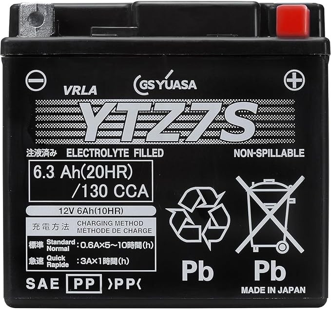 GS YUASA VRLA (Regulated Valve) YT/YTZ/YTX/GT Series Motorcycle Sealed Battery YTZ7S