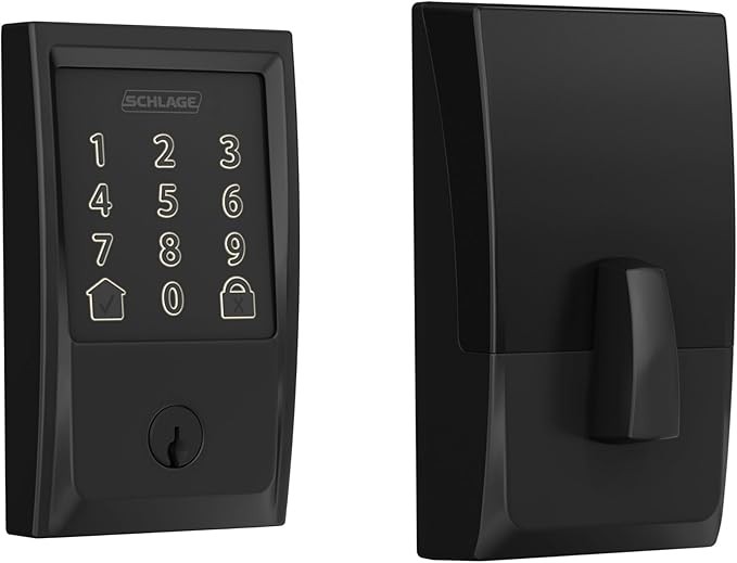 Schlage Encode Smart Wi-Fi Deadbolt Lock with Touchscreen Keypad, Keyless Front Door Entry, App Control, Alexa, Google Home and Airbnb Compatible, Matte Black, BE489WB CEN 622
