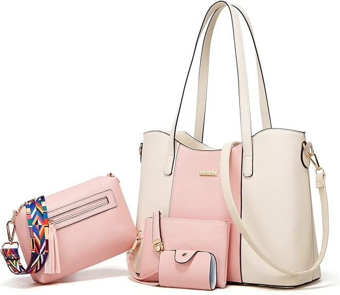 Women Fashion Handbags Wallet Tote Bag Shoulder Bag Top Handle Satchel Purse Set 4pcs