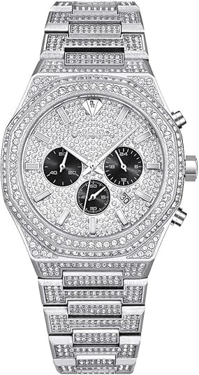 PIERRE RICHARDSON PR5891 Men’s Watch – Silver Stainless Steel - Full Diamond Concept, Quartz, Sapphire Crystal, 41mm, 5ATM