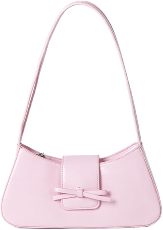 Trendy Red Shoulder Bag for Women Patent Leather Hobo Handbags Y2K Purses Clutch Bag Cute Bow Purse