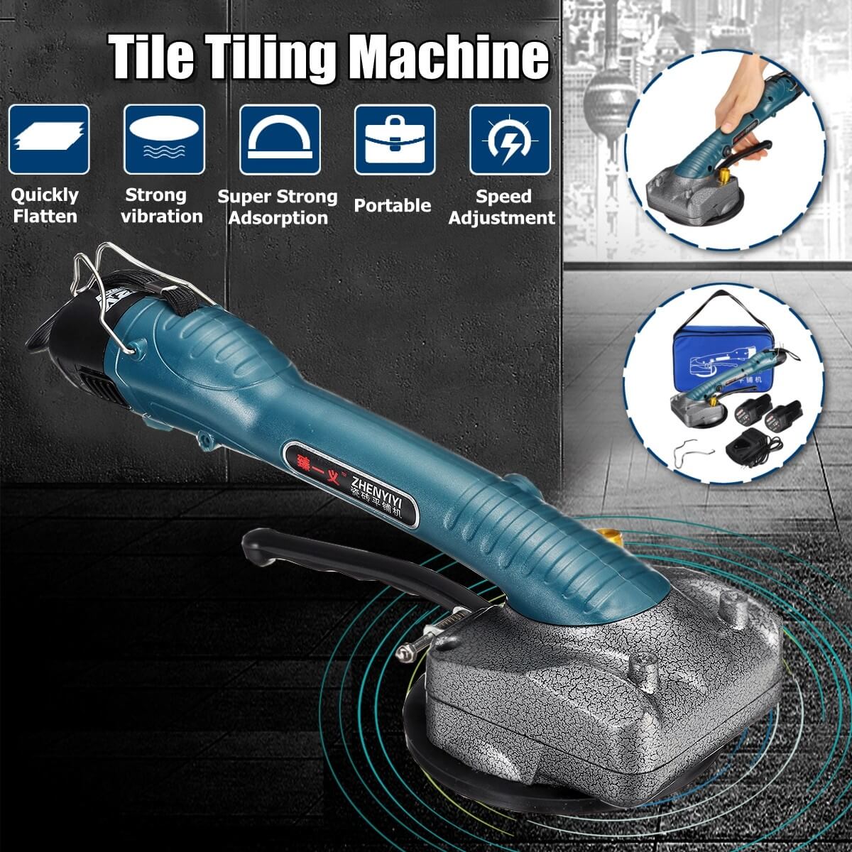 Ceramic tile machine vibrator high-power ceramic tile machine electric tile vibrator ceramic tile tool 2 battery EU plug