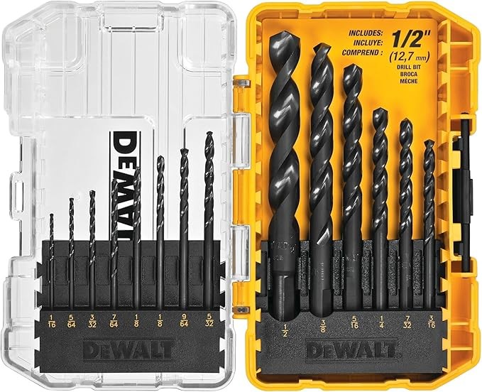 DEWALT Drill Bit Set, 3-Flats Shank,14-Piece, 135 Degree Split Point, for Plastic, Wood and Metal (DWA1184)