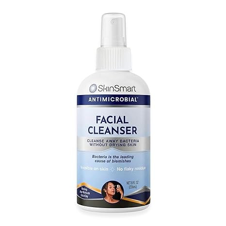 SkinSmart Antimicrobial Facial Cleanser for Breakouts & Blemishes; Hypochlorous Acid Formula Targets Bacteria to Reduce Skin Irritation and Flush Pores Clean, 8 oz Spray, All Ages & All Skin Types