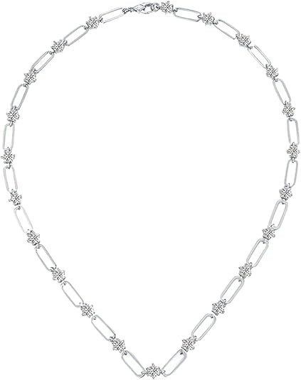 Moissanite Necklace for Women D Color VVS1 Clarity Gold Necklaces Chain 925 Sterling Silver Paperclip Chain Necklace Jewelry 45-60CM