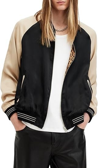 AllSaints Men's Tour Reversible Leopard Print Bomber Jacket