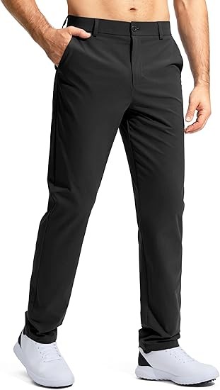 Pudolla Men's Golf Pants Stretch Work Dress Comfy Pants 30"/32"/34" Lightweight Quick Dry Casual Slacks Trousers with Pockets