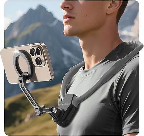 【2026 Extended Long】 Magnetic Neck Mount for Phones, 27.6" Hands-Free POV/Vlog Phone Holder for iPhone 17–12 & Android, Content Creator Essentials for Go Pro DJI, Comfortable Natural Shooting Angle