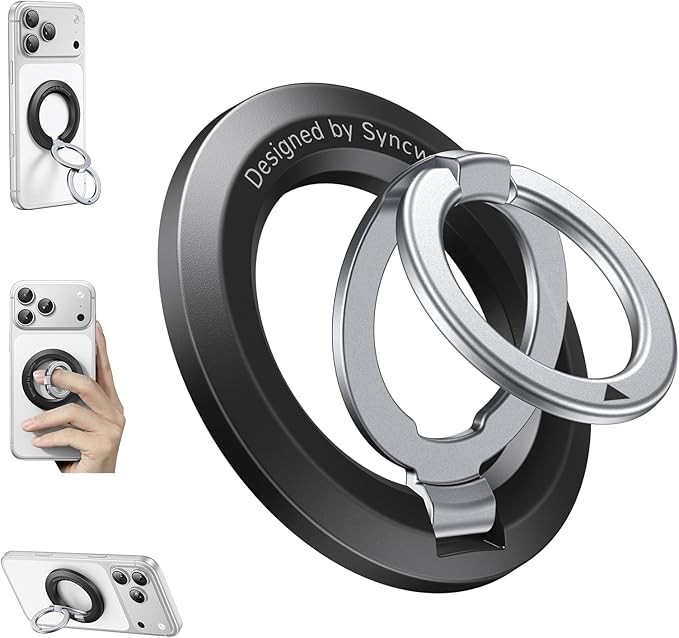 SYNCWIRE for MagSafe Ring Holder, Magnetic Phone Ring Holder Magnet Cell Phone Grip Finger Ring Kickstand Compatible with iPhone 17 16 15 14 13 12 Pro Max fits MagSafe Accessories