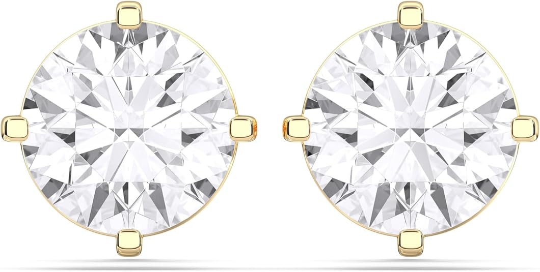 14K Yellow/White Gold Stud Earrings With 1-2 Carat Lab Grown Diamond, IGI Certified LAB GROWN Diamond Earrings 4 Prong Push Back (E-F Color, VVS-VS), Stud Earrings For Women, Fine Jewelry
