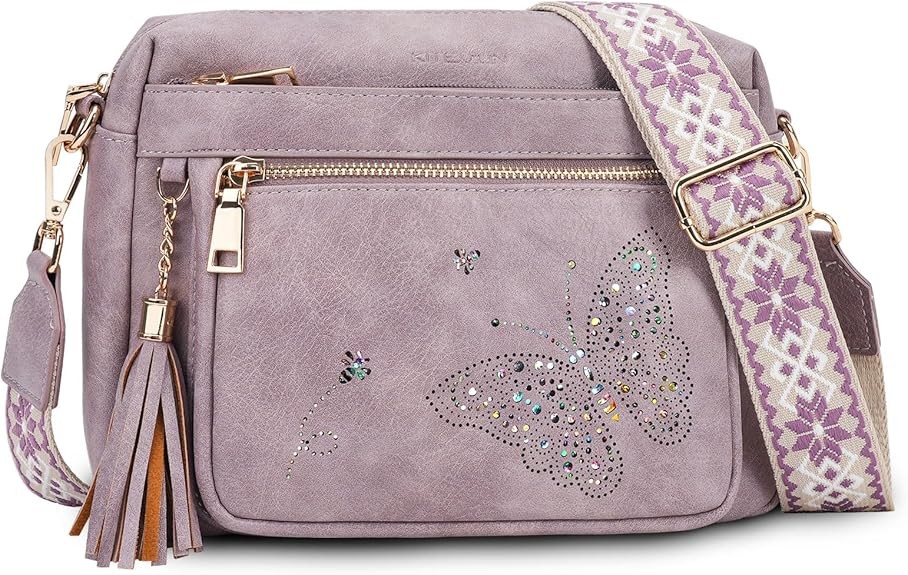 Crossbody Bags for Women Trendy Leather Crossbody Purse Shoulder Handbags Butterfly Design