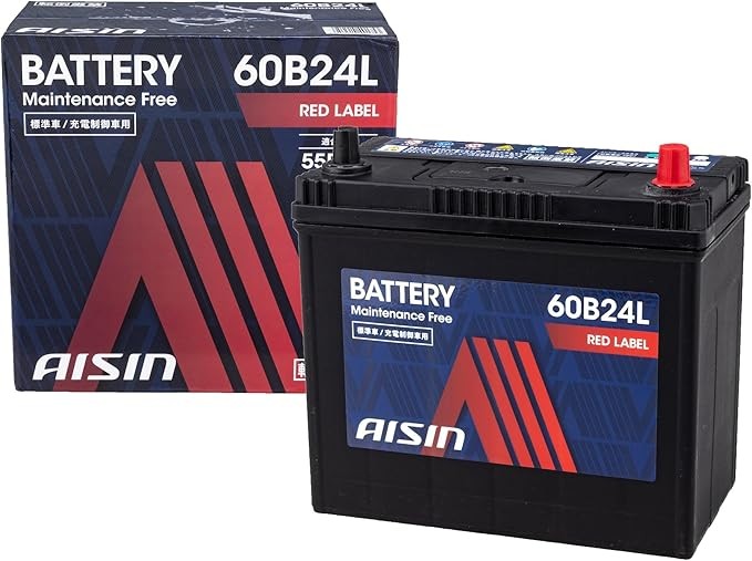 AISIN Car Battery 60B24L (55B24L 46B24L) Compatible with Standard Cars/Cars with Charging Control RED LABEL BTRAZ-9060B24L